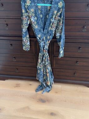 BCBGMaxAzria Navy Floral Asymmetrical Wrap Dress